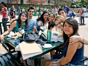 students around a table having lunch